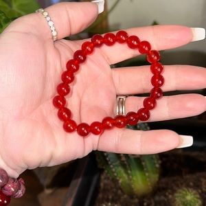Genuine Red Jade stretch bracelet handmade 8 mm bead healing crystal gift wealth